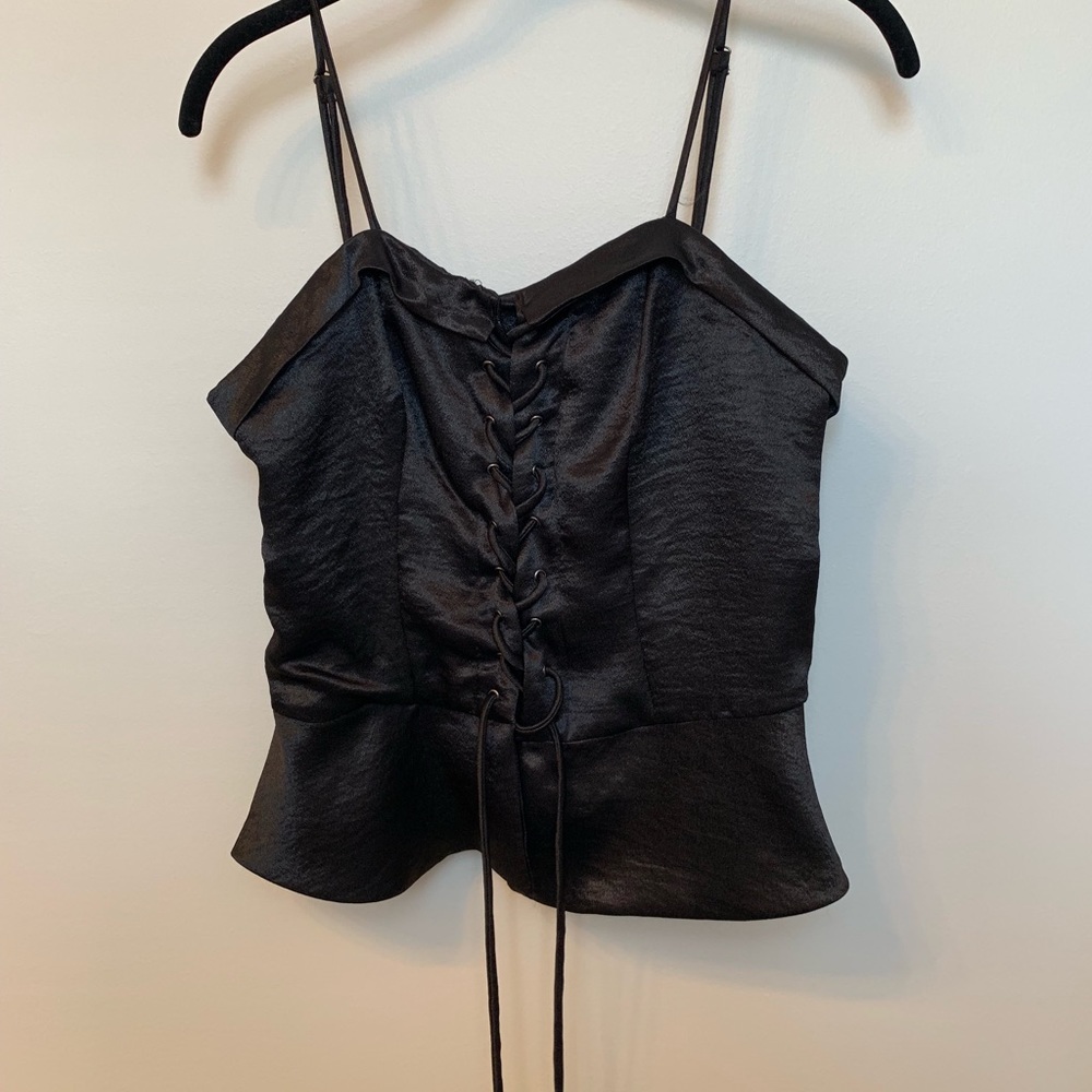 Harlowe & Graham tie up black tank top